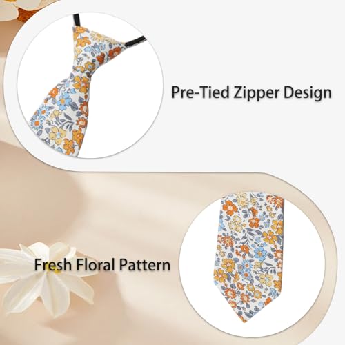 Pre Tied Floral Ties for Men Cotton Zipper Tie Colorful Necktie - color: Style-01