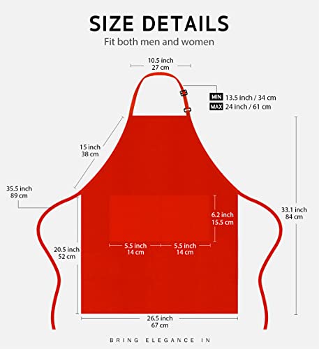 Syntus Apron for Men Women, Adjustable Cooking Kitchen Apron with 2 Pockets - color: Basic Red, style: 2 Polyester
