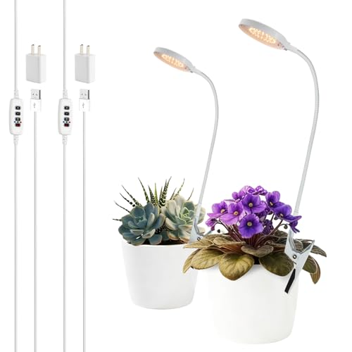 Soliseed 6W Clip-on Grow Light, Round Panel Timer Plant Lamp, 2 Pack - size: PANEL