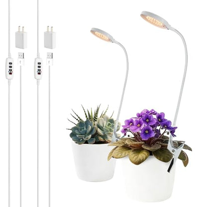 Soliseed 6W Clip-on Grow Light, Round Panel Timer Plant Lamp, 2 Pack - size: PANEL