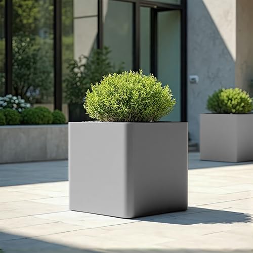 Large Square Metal Planter Box, 20-Inch - color: Gray, size: 20"L x 20"W x 20"H