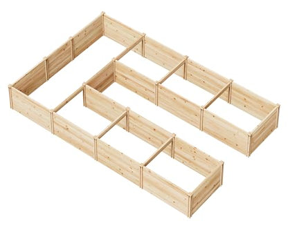 AMERLIFE U-Shaped Raised Garden Bed, 7.5Wx12Dx1.6H Outdoor Wooden Raised Garden Bed Planter with 19.6" Depth Planter Box - size: 7.5x12x1.6 FT