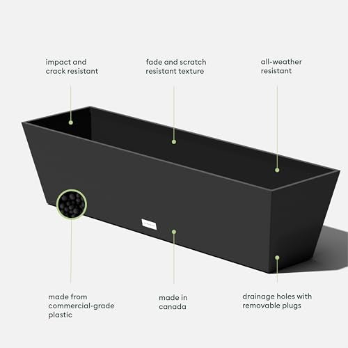 Veradek Pure Series Window Box Planter - Tapered Outdoor Planter - color: Black, size: 36 inch - 2 Pack