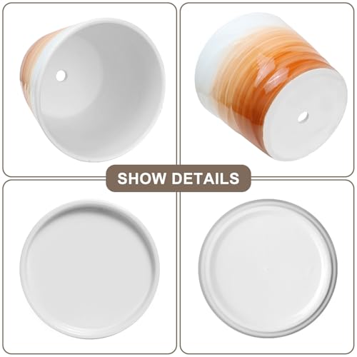 6 Inch Ceramic Plant Pot(6.7 in Diameter,2 Pack) - color: Khaki + White, size: 6.7 Inch-2 Pack