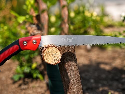 AGRICUT 420mm Hand Pruning Saw with Sheath: 0.85mm Thick High Carbon Steel Blade, Triple-Sharpened Teeth, Non-Slip Grip – Tree Saw & Camping Saw for Outdoor Garden Branch