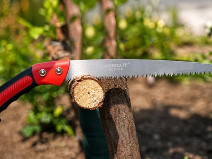 AGRICUT 420mm Hand Pruning Saw with Sheath: 0.85mm Thick High Carbon Steel Blade, Triple-Sharpened Teeth, Non-Slip Grip – Tree Saw & Camping Saw for Outdoor Garden Branch