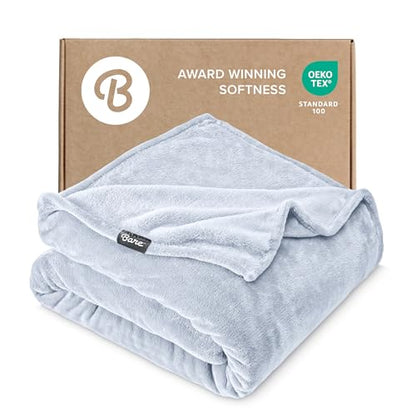 Bare Home Fleece Blanket Luxury Microplush (Full/Queen, Blue Mist) - color: 09 - Blue Mist, size: Full/Queen