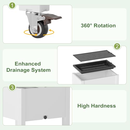 Fancyango Raised Garden Bed with Wheels 26.3" H -Ashen - color: Ashen, size: 26.3"H