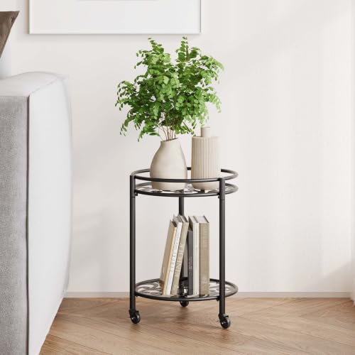 Rolling Plant Stand, 2 Tier Plant Caddy with Wheels 1 Pack Black - color: 1 pack black