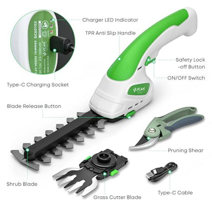 2-in-1 Hedge Trimmer (Green) - color: Green