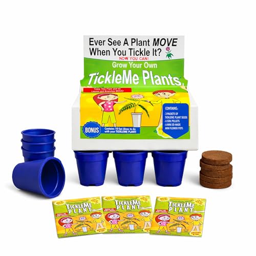 TickleMe Plant Deluxe Family Greenhouse Kit - Grow the Playful Plant that Closes Its Leaves When Tickled! Includes Mini Greenhouse, 3 Seed Packets, Soil Pellets & Pots - Fun Indoor Gardening Gift - style: Greenhouse Kit