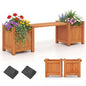 HAPPYGRILL Outdoor Bench with 2 Raised Garden Beds - size: 42" x 11" x 11.5"