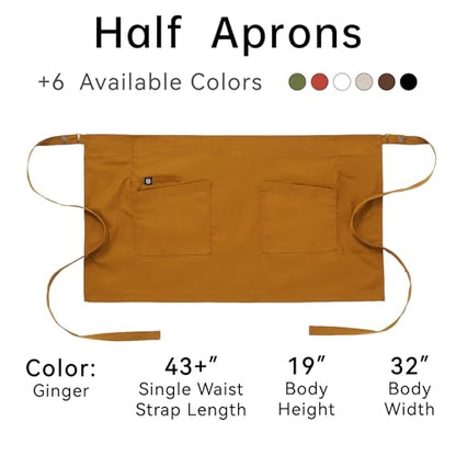 Waist Apron for Men Server Bistro Half 4251BY - color: Ginger, size: 3 Pack