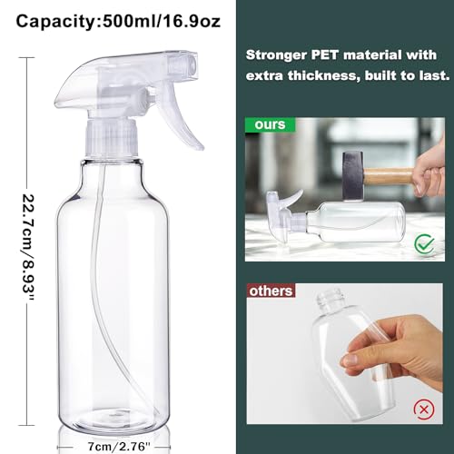 16.9oz/500ml Plastic Spray Bottles 1 Pack, Adjustable Mist/Stream - color: 16.9oz-Clear
