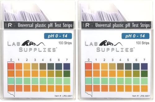 Plastic pH Test Strips, Universal Application (pH 0-14), 100 Strips | for Saliva, Soap, Urine, Food, Liquids, Water with Soil Testing, Lab Monitoring, etc. (Pack of 2) - size: 100 Count (Pack of 2)