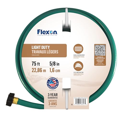 Flexon FR5875 5/8-Inch x 75-Foot 3-Ply Light Duty Garden Hose - size: 75ft, style: 5/8