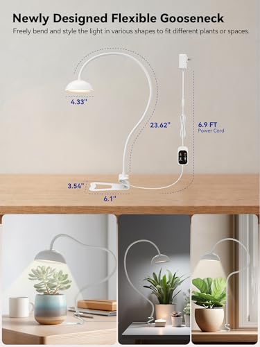 GLOWRIUM Smart Grow Lights for Indoor Plants,Full Spectrum Desk Plant Light - color: White