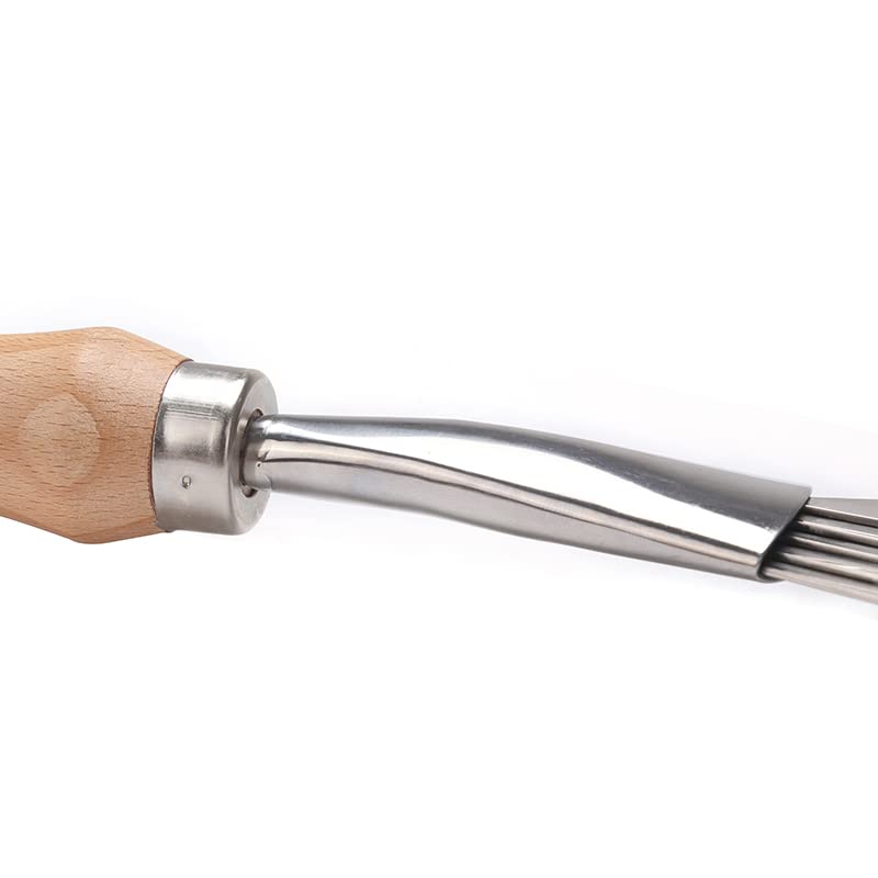 9-Tines Fan Lawn Leaf Hand Rakes Stainless Steel Beech Handle Soil Tille