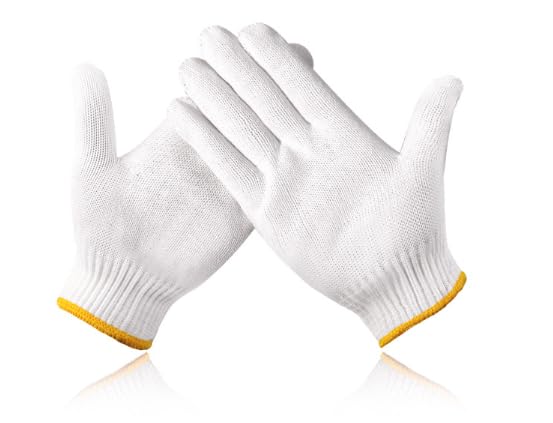 Unisex White Cotton Polyester Knitted Safety Work Gloves, 12/36/240 Pairs - color: A-white (12 Pairs) No Dots