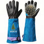 Cow Leather Adjustable Thorn Proof Gardening Gloves - color: Blue-cypress, size: Large