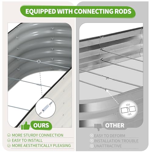 Galvanized Raised Garden Bed - 2 Pcs 6x2x1.4FT Planter Box, White - color: White, size: 6x2x1.4ft