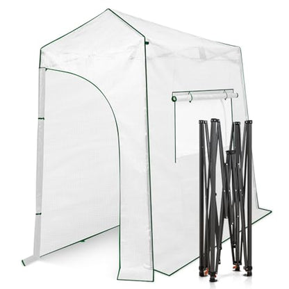 EAGLE PEAK 9x4 Easy Setup Pop Up Greenhouse, Lean-to Design, Clear/White - color: Clear/White, size: 9x4