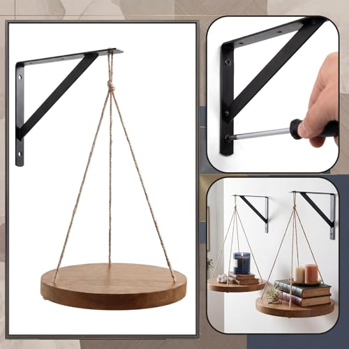 Xuhal 2 Set Hanging Plant Shelf with Hooks Macrame Plant Hanger Indoor