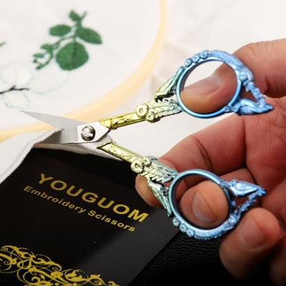 YOUGUOM Small Craft Scissors, Mini Sewing Embroidery Shears - color: Blue Golden