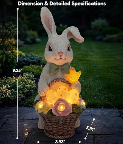 Vuees Solar Rabbit Garden Statue, Lighted Outdoor Bunny Yard Decor Gift - style: Bunny
