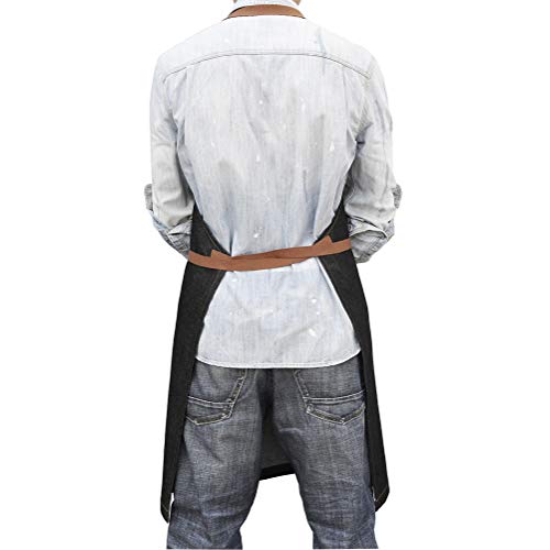 Black Denim Cooking Apron with Pockets for Men Women - color: Black Denim 7#