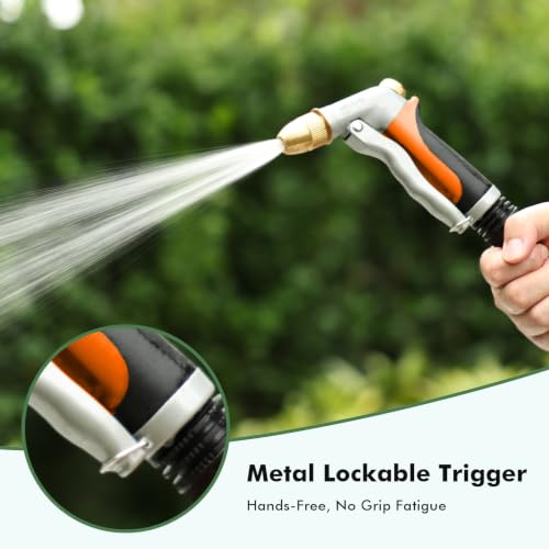RESTMO Metal Water Hose Nozzle, High Pressure Garden Sprayer, Orange - color: Orange