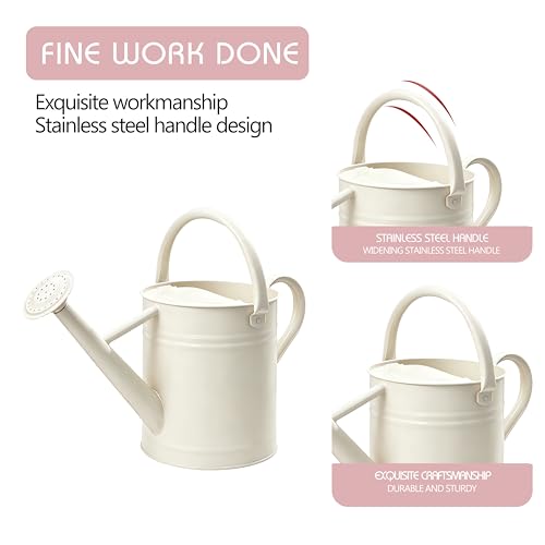 Metal Watering Can for Outdoor Plants, Watering Can 1 Gallon,Cream White - color: Cream White
