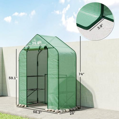 Outsunny 4.7' x 2.3' x 6.2' Small Greenhouse, Foldable Frame, Green - color: Green