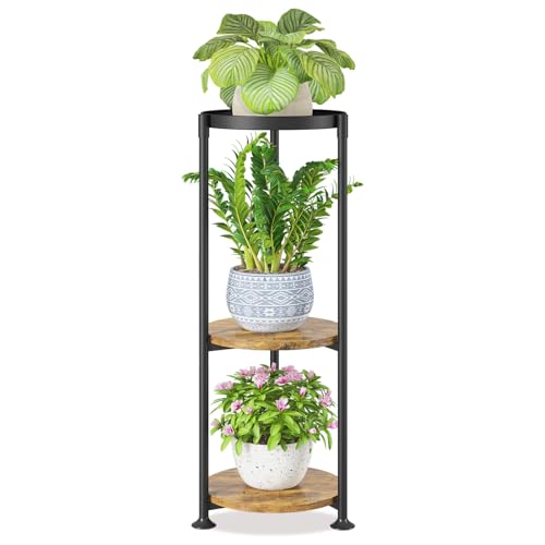LASZOLA Plant Stand Tall Flower Holder for Indoor Corner, 3 Tier Black - color: Standard Black-Brown, size: 3 Tier