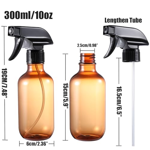 Spray Bottles 2 Pack 10 oz Refillable Plastic Squirt Bottle for Liquid - color: 2 Amber