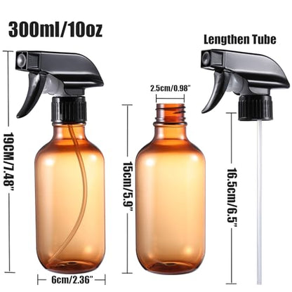 Spray Bottles 2 Pack 10 oz Refillable Plastic Squirt Bottle for Liquid - color: 2 Amber