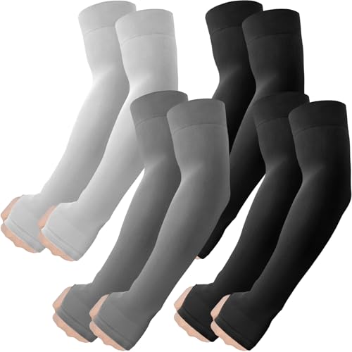 ROXUN Arm Sleeves with Thumb Hole, Cooling UV Sun Protection for Men/Women - color: 4 Pairs - Black+dark Gray+light Gray