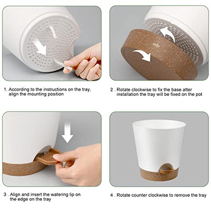 YNNICO Indoor Self Watering Planters with Drainage Holes and Saucers, 8, 7, 6.5, 6, 5.5, 5 Inches, White, 6 Pots (Pack of 2) - color: White, size: 8+7+6.5+6+5.5+5 inch (Pack of 2)