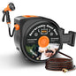 Retractable Garden Hose Reel, 65 ft x 1/2", Wall Mounted, 10-Pattern Nozzle - size: 65FT