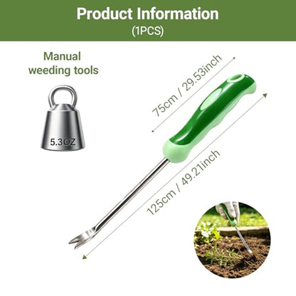 Dandelion Weeding Tool V-Shaped Fork Easy Weed Removal Stainless Steel Manual Weeder with Ergonomic Handle (Plastic)