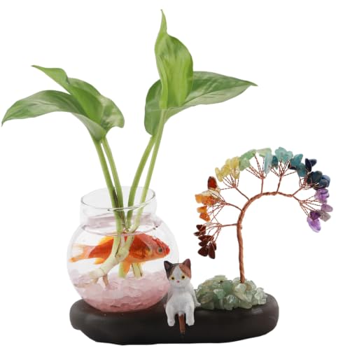 Mini Plant Propagation Station, Chakra Crystal Tree Hydroponic Glass Vase - color: Chakra