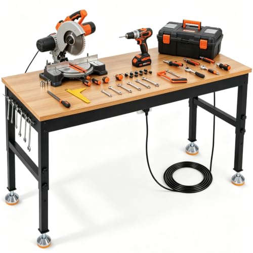 72 Inch Adjustable Workbench, 2500 LB Load Capacity - size: 72x24 + Legs