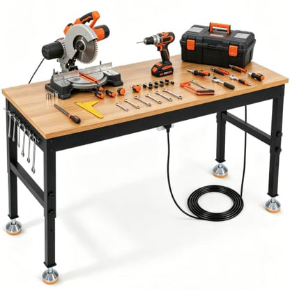 72 Inch Adjustable Workbench, 2500 LB Load Capacity - size: 72x24 + Legs