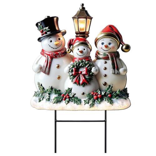 RattanView Christmas Snowman Yard Sign Outdoor Snowman Yard Decoration with Stakes Waterproof Garden Lawn Stake Sign Decoration for Xmas Patio Lawn Walkway Courtyard Party Decor - style: Snowman