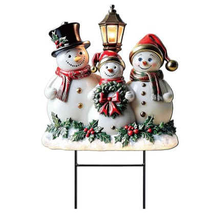 RattanView Christmas Snowman Yard Sign Outdoor Snowman Yard Decoration with Stakes Waterproof Garden Lawn Stake Sign Decoration for Xmas Patio Lawn Walkway Courtyard Party Decor - style: Snowman