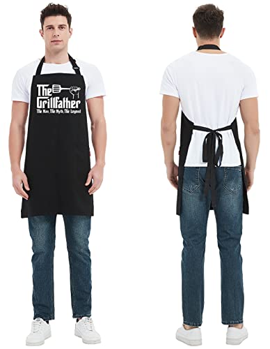 Kaidouma Funny Grill Aprons for Dad - Men’s Chef Cooking Grilling BBQ Apron - color: The Grillfather the Man