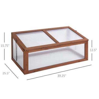 Outsunny Wooden Cold Frame Mini Greenhouse 39" x 26" x 16" Natural