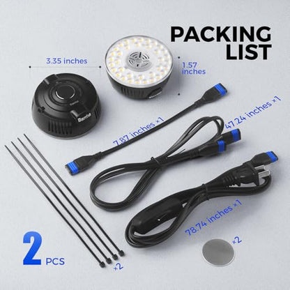 Barrina Orbgrow OG09 Puck Grow Light, 18W(2 x 9W), 5000K, 2 Packs, Black - color: 5000K-Black Cover, size: 2 Packs without Timer