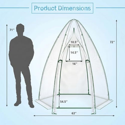Happygrill Portable Mini Greenhouse with Windproof PE Cover & Window - color: Clear