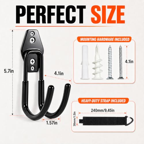 Garage Hanging Hooks Wall Mount, Garage Tool Storage Hooks, Wall Hangers for Hose, Tools, Garden Equipment, Ladder, Bikes, Broom and mop, Black - color: Black 1 Pcs